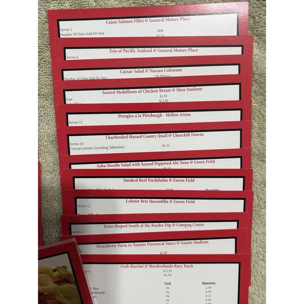 2000 MLB All-Star Baseball Recipe Cards, Stadium Menu Items, Aramark, Vintage